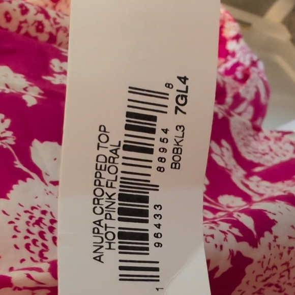 Magenta Pink Floral One Shoulder Long Sleeve Crop Top NWT - Picture 6 of 7